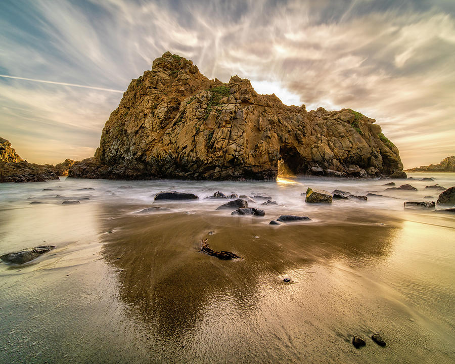 Pfieffer Beach Sunset - Keyhole Offset Photograph by Kenneth Everett