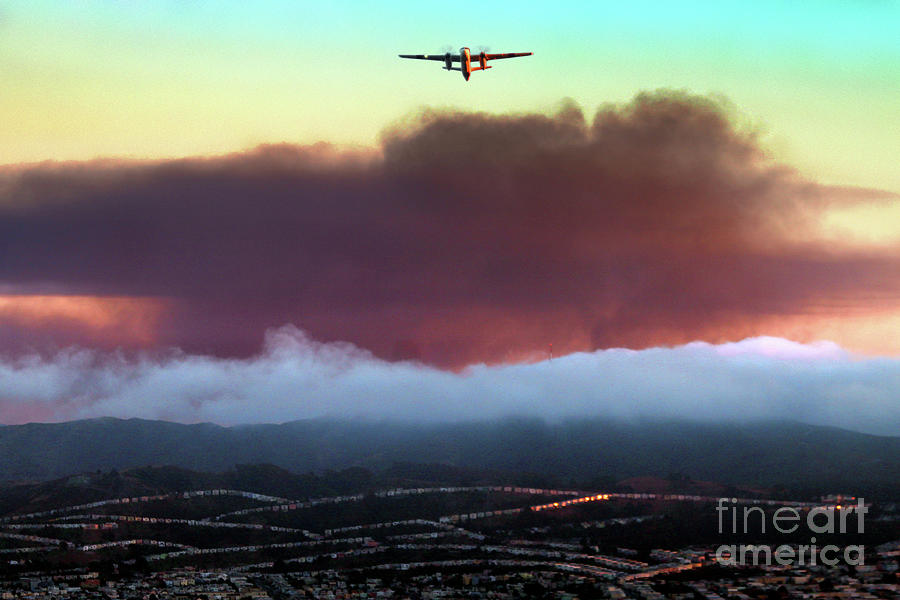 Airplane Photograph - PGE Gas Pipeline Fire in San Bruno, 2010 by Wernher Krutein