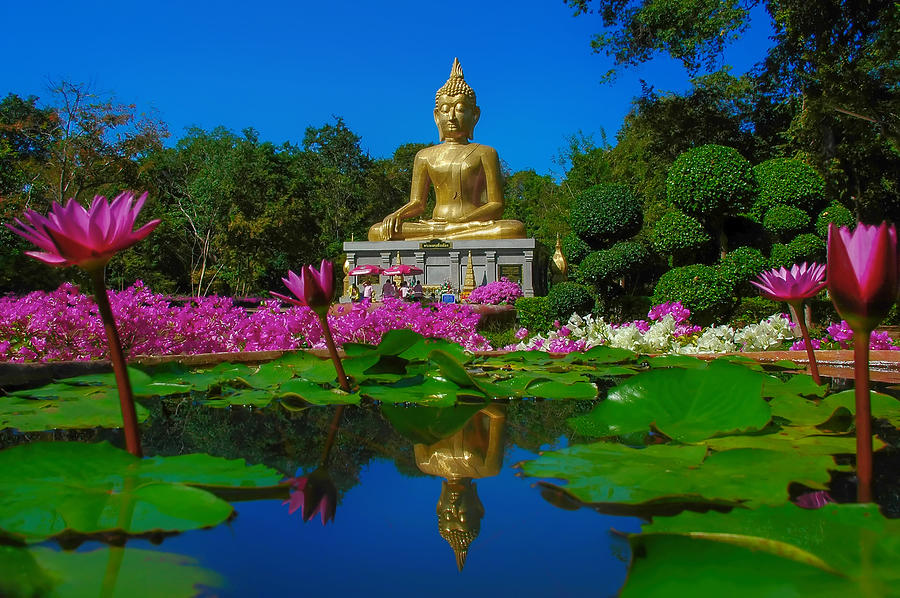 Pha Mongkhon Ming Muang and The Buddha Utthayan. Beautiful Temple of Amnat charoen, Thailand Photograph by Suchart Kuathan