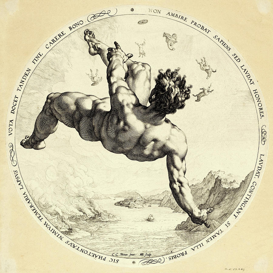 Hendrik Goltzius Painting - Phaethon, from The Four Disgracers by Hendrik Goltzius