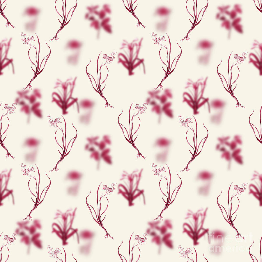 Phalangium Bicolor Botanical Seamless Pattern in Viva Magenta n.0869 Mixed Media by Holy Rock Design