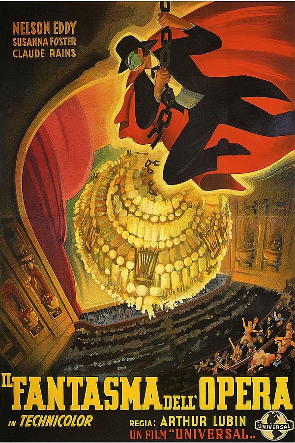 Vintage Mixed Media - Phantom of the Opera, with Nelson Eddy, 1943 by Movie World Posters