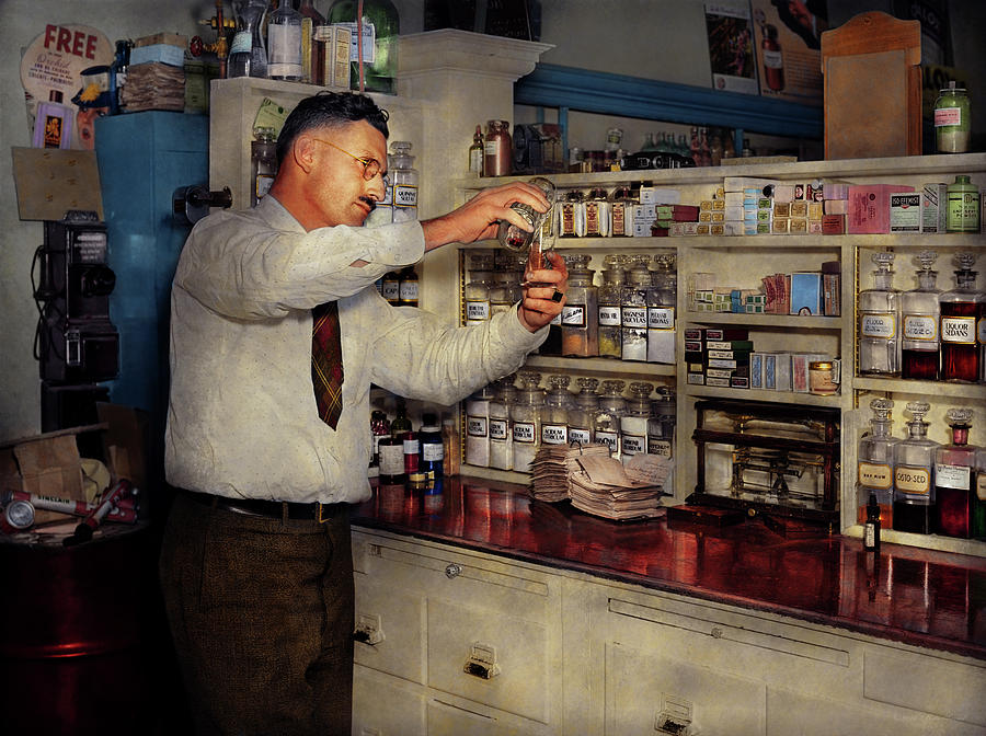 Pharmacist - An old fashioned pharmacy 1939 Photograph by Mike Savad