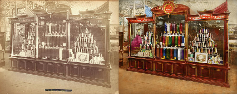 Pharmacy - Pharmaceutical Elegance 1876 - Side by Side Photograph by Mike Savad