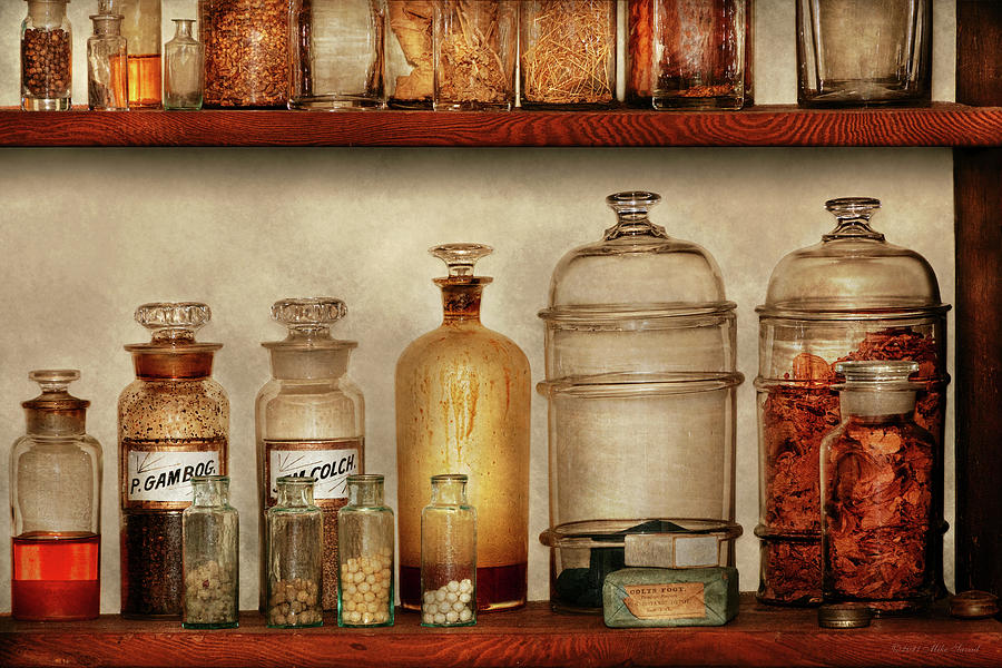 Bottle Photograph - Pharmacy - Pharmacy curiosities by Mike Savad