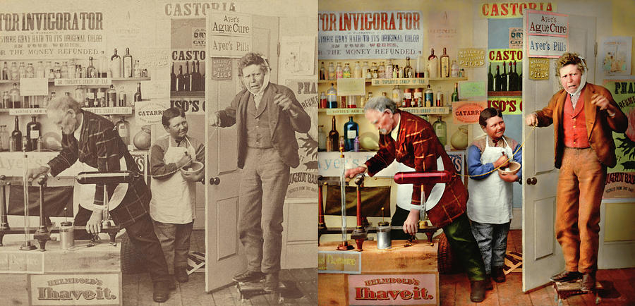 Pharmacy - The current cure 1872 - Side by Side Photograph by Mike Savad