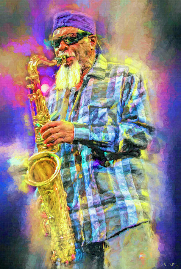 Pharoah Sanders Jazz Legend  Mixed Media by Mal Bray