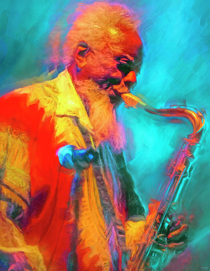 Pharoah Sanders Saxophonist Mixed Media by Mal Bray