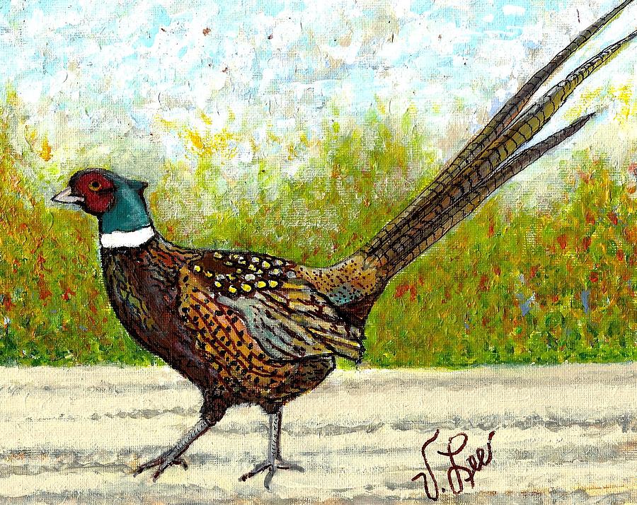 Pheasant in September Painting by VLee Watson