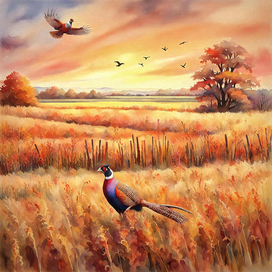 Pheasant Digital Art - Pheasants by Donna Kennedy