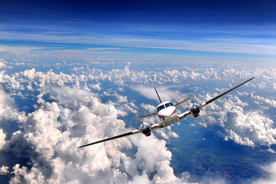 Astonishing Photograph - Phenomenal Propellar Aircraft Manouvering Sky High Resolution by Hi Res
