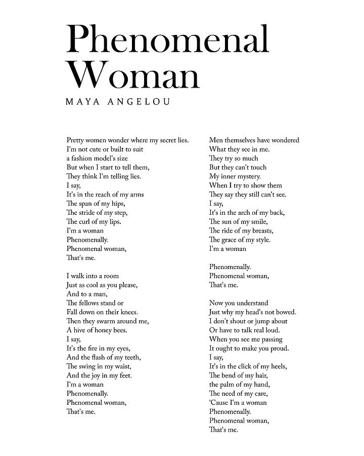 Phenomenal Woman - Maya Angelou Poem - Literature - Typography 2 Digital Art by Studio Grafiikka
