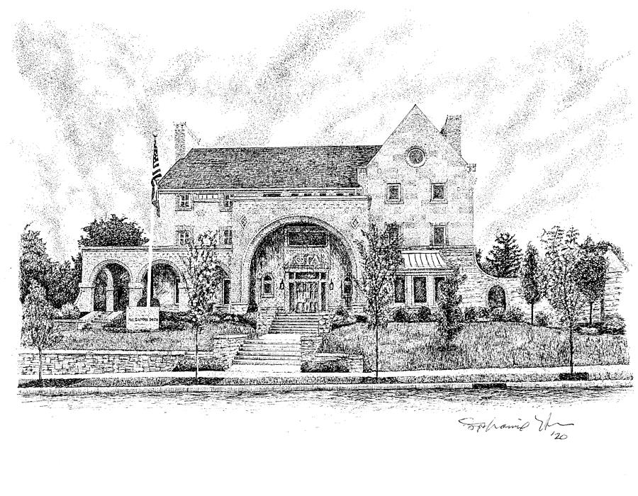 Phi Gamma Delta Fraternity House, Indiana University, Bloomington, Indiana Drawing by Stephanie Huber