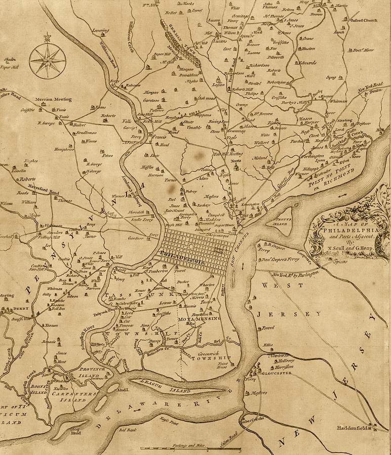 Map Drawing - Philadelphia 1777 by Vintage Military Maps
