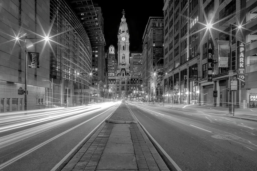 Philadelphia Skyline Photograph - Philadelphia Business District BW by Susan Candelario