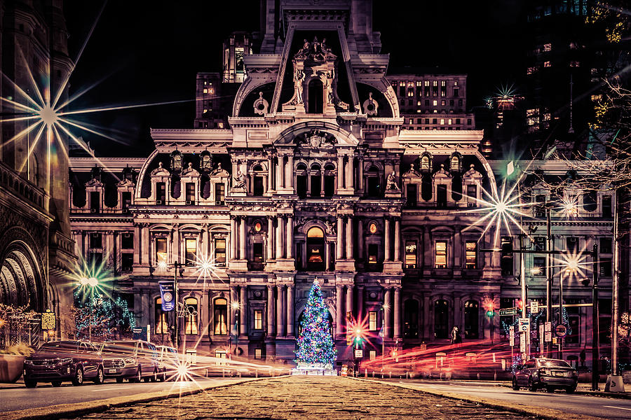 Philadelphia City Hall at Christmas Photograph by Darrell DeRosia