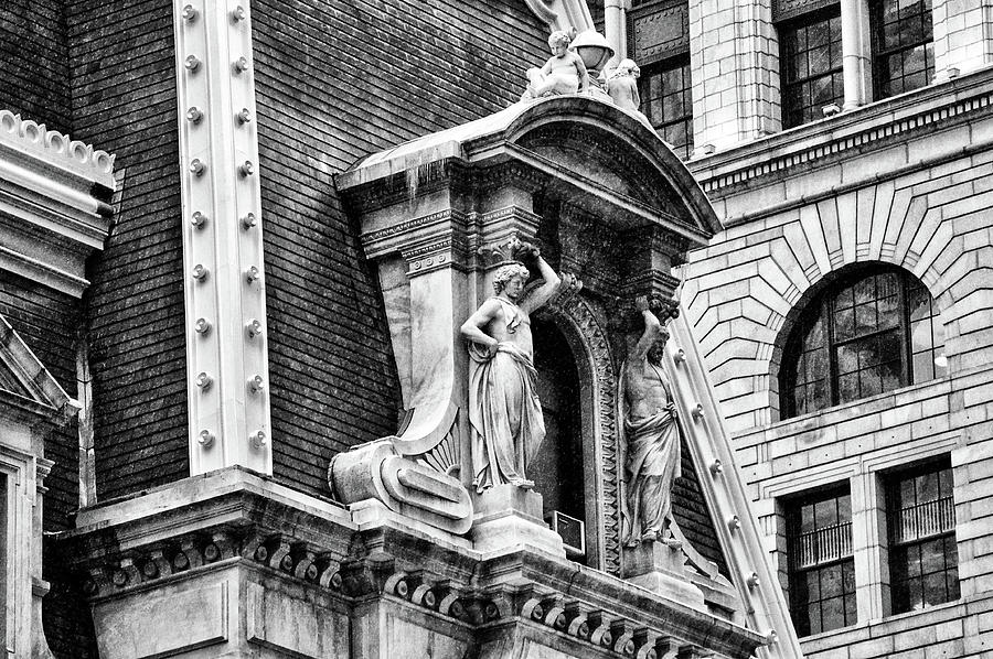 Philadelphia City Hall Window in Black and White Photograph by Philadelphia Photography