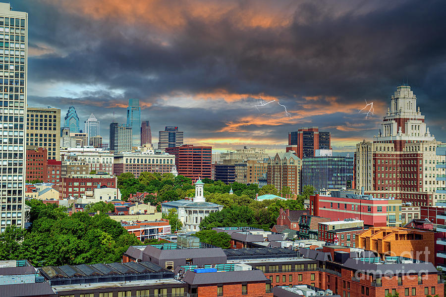 Philadelphia Cityscape Storm Photograph