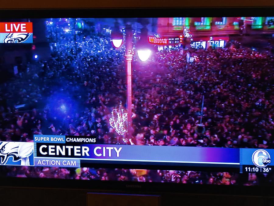 Philadelphia Eagles Super Bowl Win 2018 on Channel 6 Action News Photograph by Linda Stern