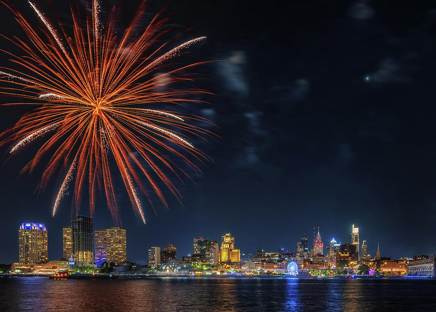 Philadelphia Fireworks Photograph by Susan Rissi Tregoning