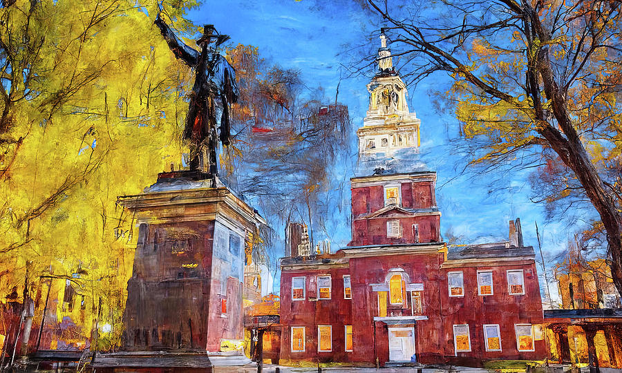 Philadelphia Painting - Philadelphia Independence Hall - 06 by AM FineArtPrints