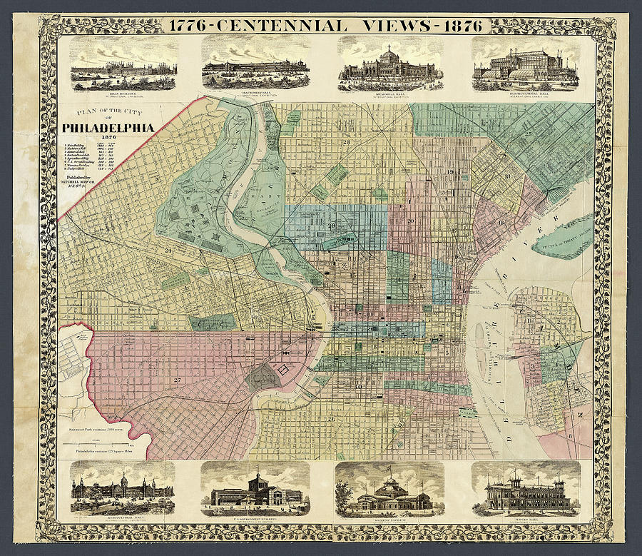 Philadelphia Map 1876 Centennial Photograph by Phil Cardamone