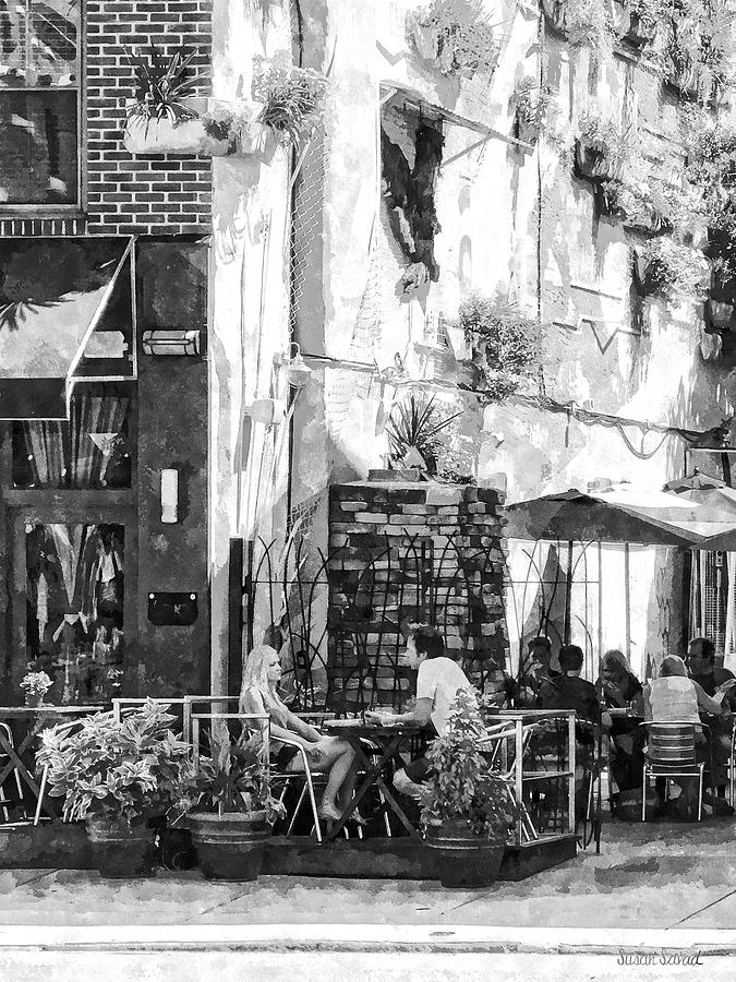 Philadelphia PA -Outdoor Cafe Black and White Photograph by Susan Savad