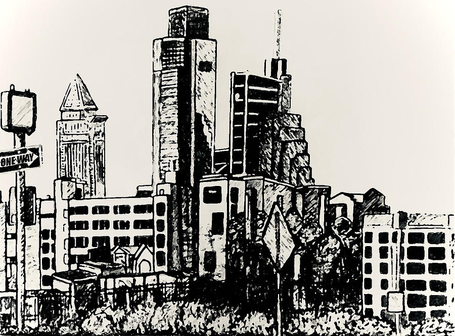 Philadelphia, Pa Sketch Drawing by Monica Engeler