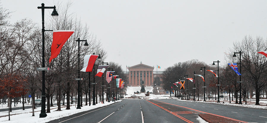 Philadelphia Parkway in the Snow Photograph by Philadelphia Photography