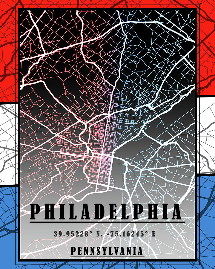 Philadelphia Patriotic Street Map Digital Art by Dan Sproul