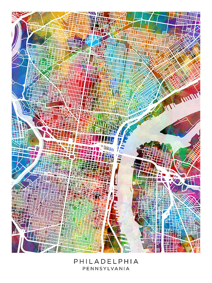 Philadelphia Pennsylvania City Street Map #81 Digital Art by Michael Tompsett