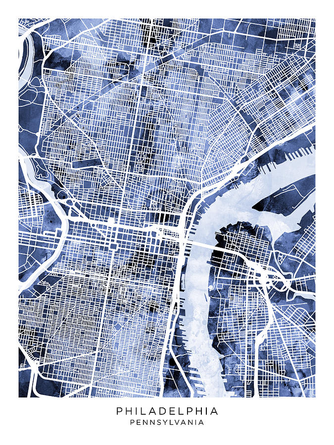 Philadelphia Pennsylvania City Street Map #95 Digital Art by Michael Tompsett