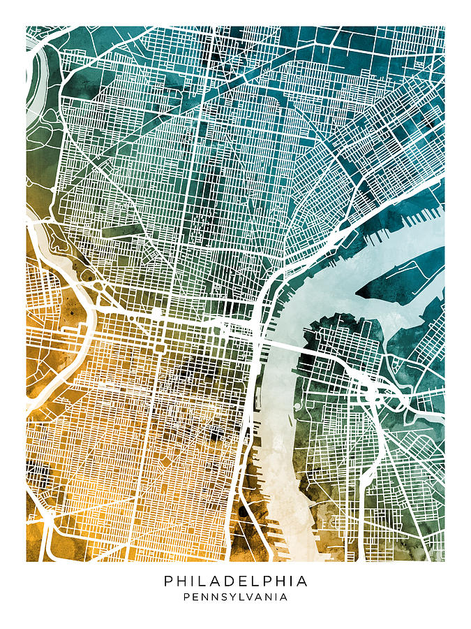 Philadelphia Pennsylvania City Street Map #96 Digital Art by Michael Tompsett