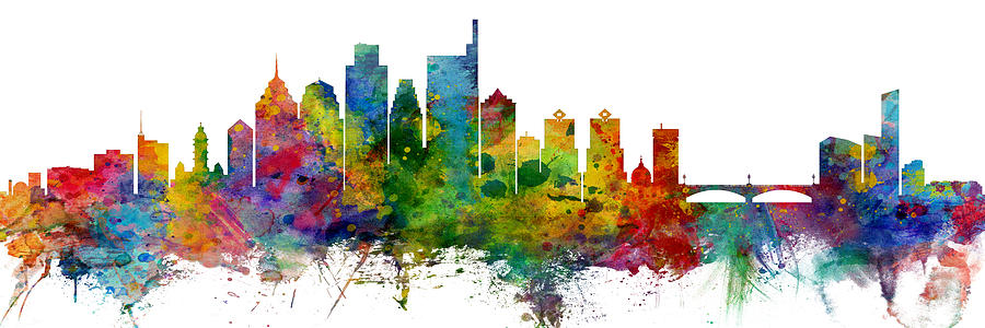 Philadelphia Pennsylvania Skyline CUSTOM Size Digital Art by Michael Tompsett