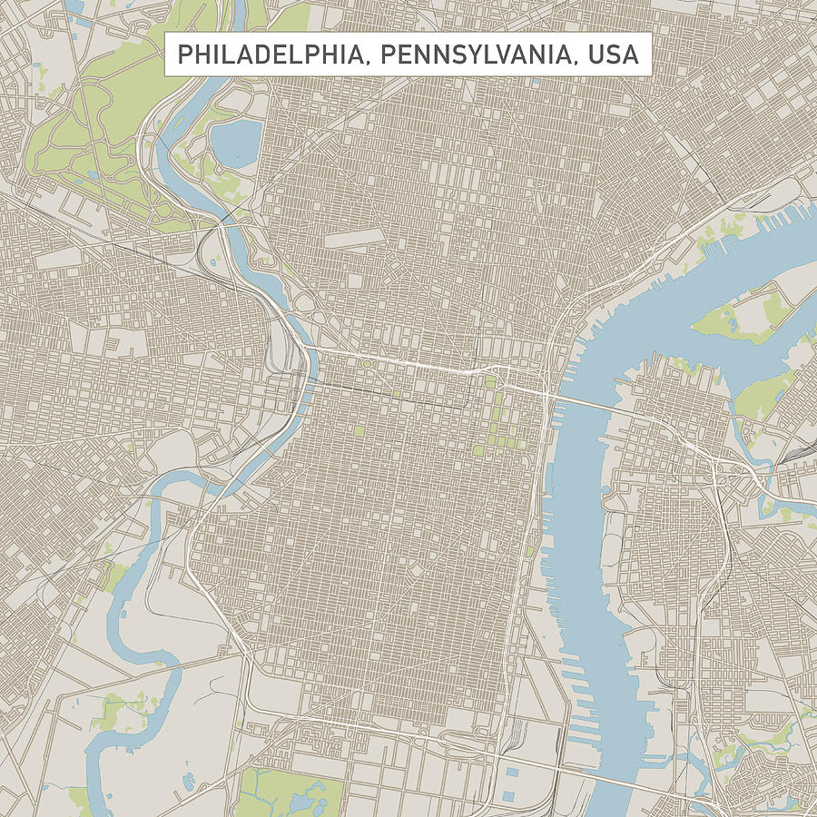 Philadelphia Pennsylvania US City Street Map Drawing by FrankRamspott