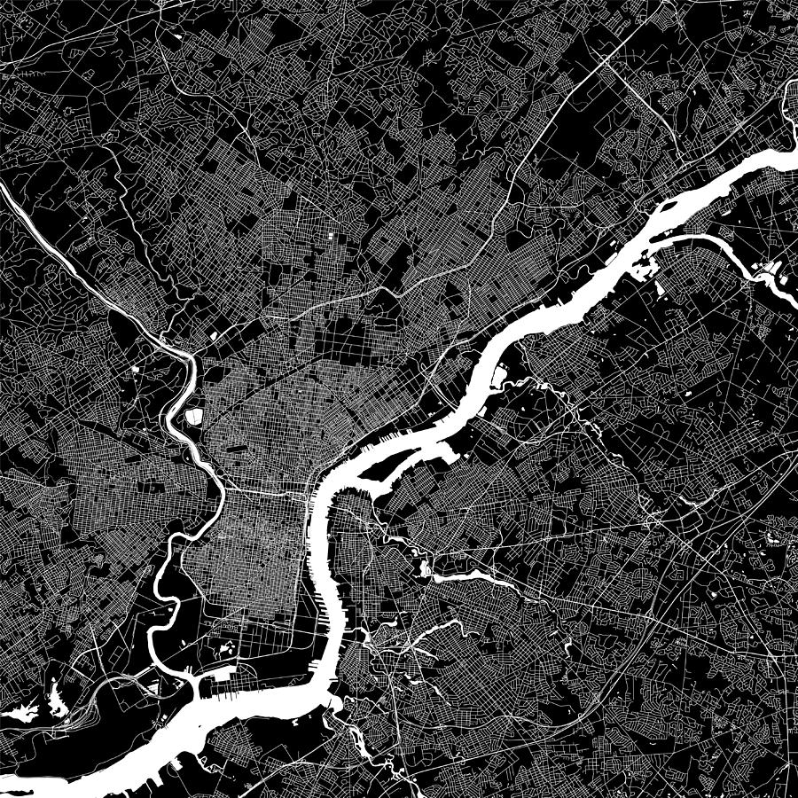 Philadelphia, Pennsylvania Vector Map Drawing by Lasagnaforone