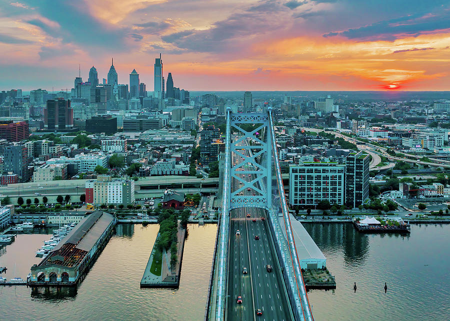 Philadelphia Skyline and Ben Franklin Bridge Photograph by Jerry Fornarotto
