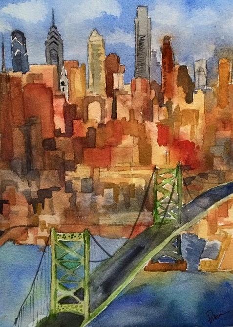 Philadelphia Painting - Philadelphia Skyline by Elissa Poma