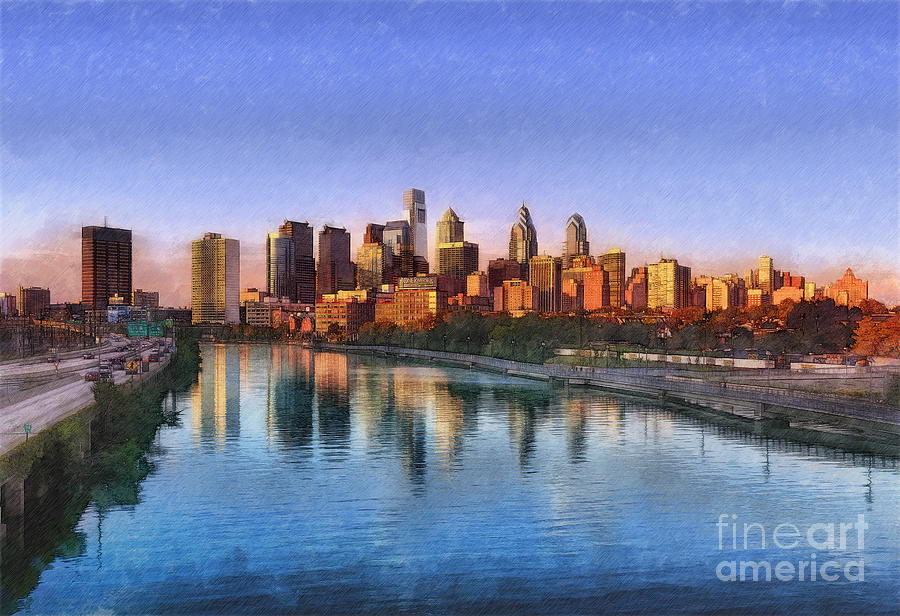 Philadelphia Sunset Digital Art by Jerzy Czyz