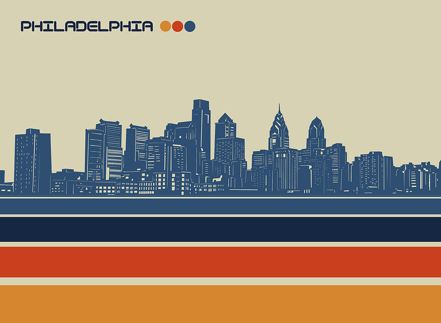 Philadelphia.skyline Retro 2 Digital Art