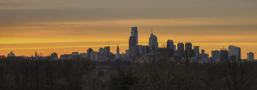 Philedephia Cityscape at Sunrise from Belmont Plateau Photograph by Bill Cannon