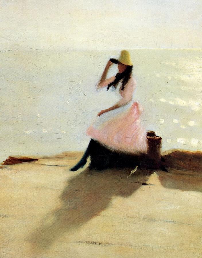 Philip Wilson Steer  Young Woman At The Beach By Padre Martini Painting