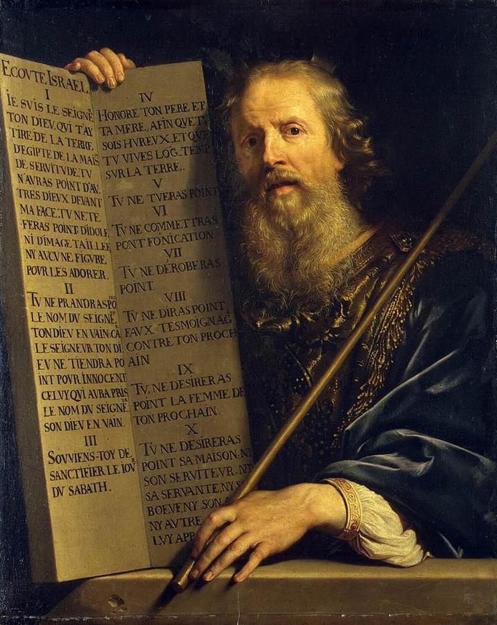 Philippe de Champaigne - Moses with the Ten Commandments Painting by ...