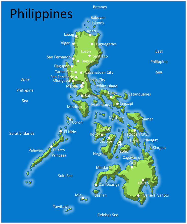 Philippine Map with Three Dimensional Rendering Painting by Cyril Maza ...
