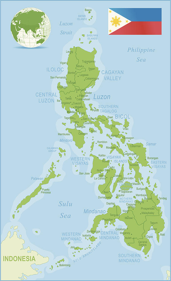 Philippines map green highly detailed Drawing by Pop_jop