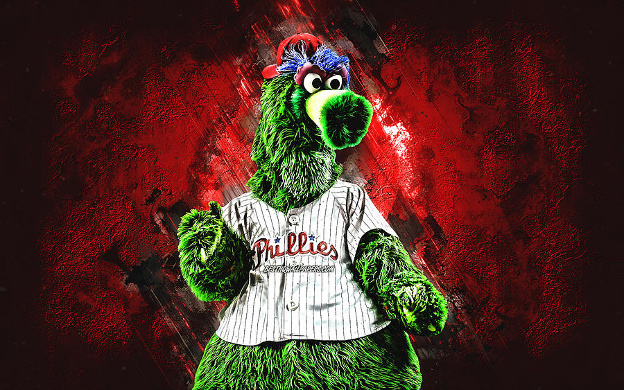 Phillie Phanatic mascot Philadelphia Phillies MLB red stone background ...