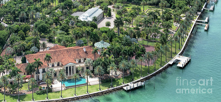 Phillip Frosts Estate at 21 Star Island Dr Miami Beach Aerial View Photograph by David Oppenheimer