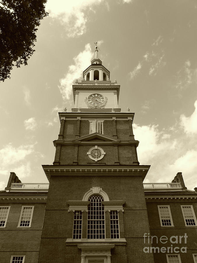 Philly Independence Hall Clock Tower Sepia Photograph by Connie Sloan ...