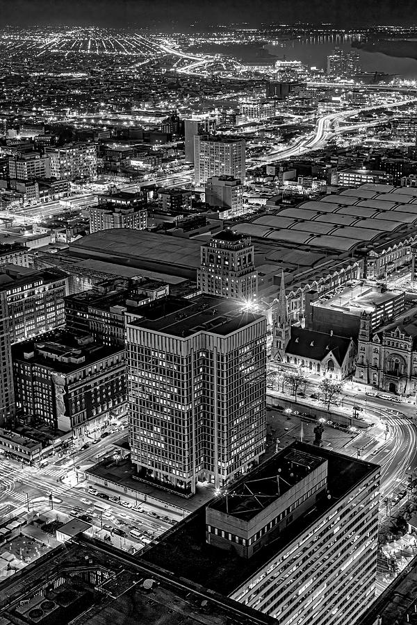 Philly PA From Above BW Photograph by Susan Candelario