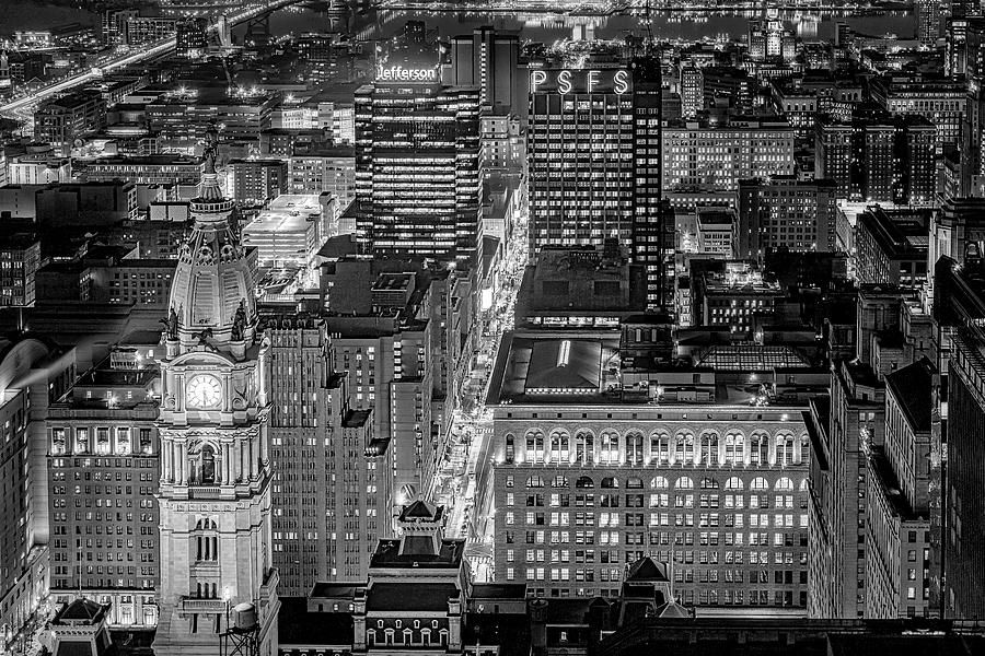 Philly PA Skyline BW Photograph by Susan Candelario